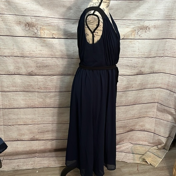 ModCloth Wholly Romantic Dress Midi NWT Sash Size Medium Grecian Navy Blue - Picture 5 of 12